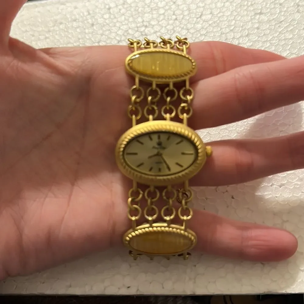 Premier Designs Metro Gold Enamel Women's Bracelet Watch
